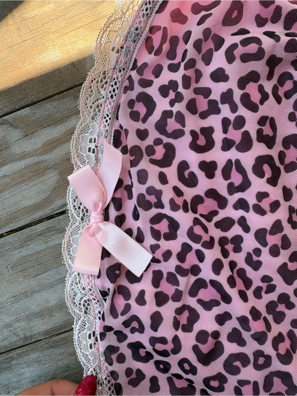 Pink Leopard Lace-Trim TUBE TOP with Bow - Picture 3 of 3